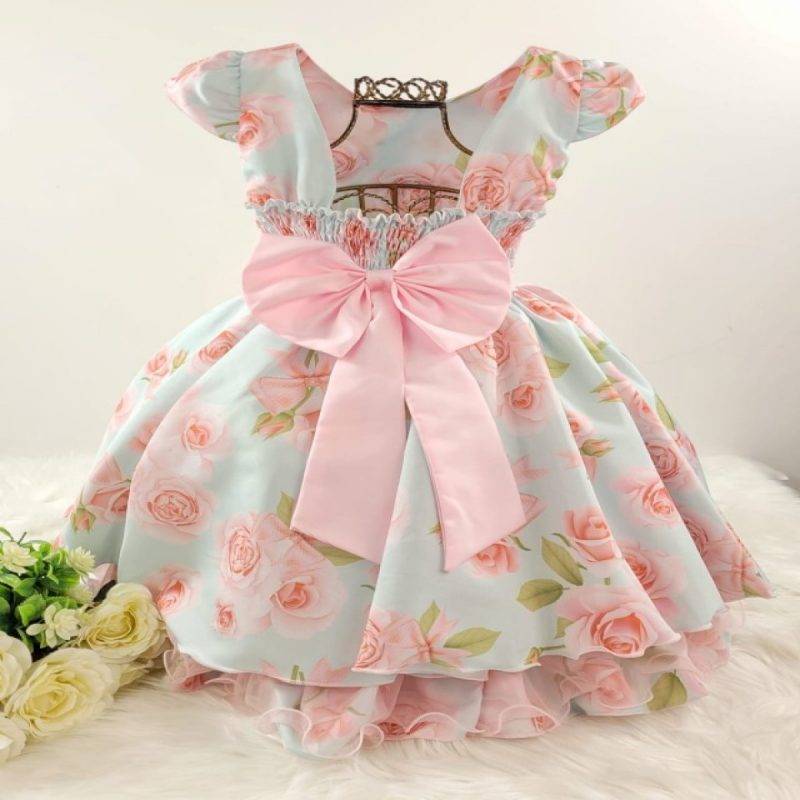 costas-do-vestido-infantil-manga-curta-listrado-floral-verde-claro-sa3900