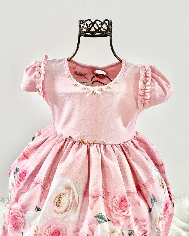 peito-do-vestido-infantil-manga-curta-floral-rosa-ca5644